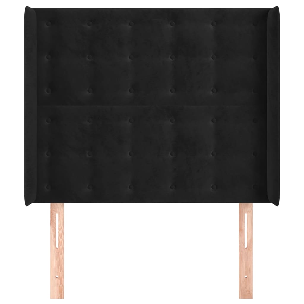 vidaXL Tăblie de pat cu aripioare, negru, 83x16x118/128 cm, catifea vidaXL Tăblie de pat cu aripioare, negru, 83x16x118/128 cm, catifea
