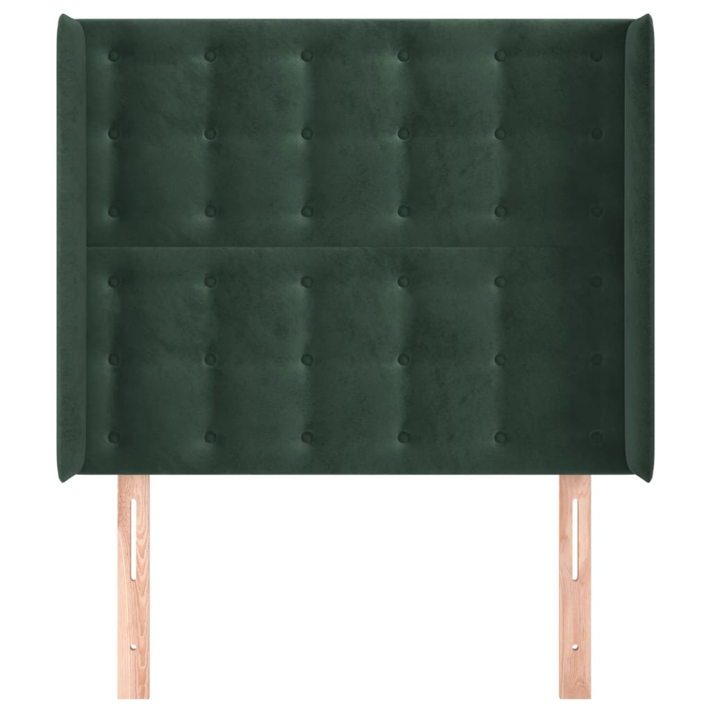 vidaXL Tăblie pat cu aripioare verde închis 83x16x118/128 cm catifea vidaXL Tăblie pat cu aripioare verde închis 83x16x118/128 cm catifea