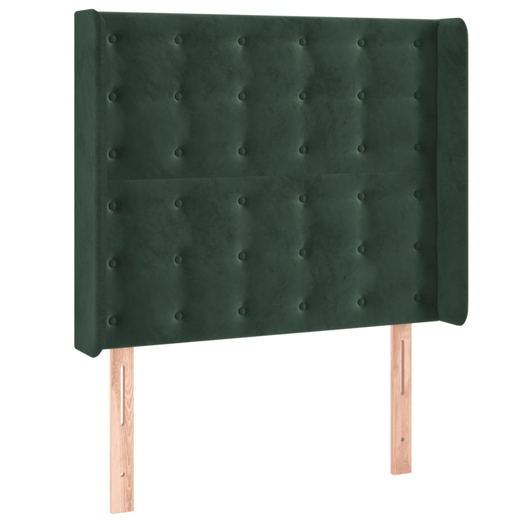 vidaXL Tăblie pat cu aripioare verde închis 93x16x118/128 cm catifea vidaXL Tăblie pat cu aripioare verde închis 93x16x118/128 cm catifea