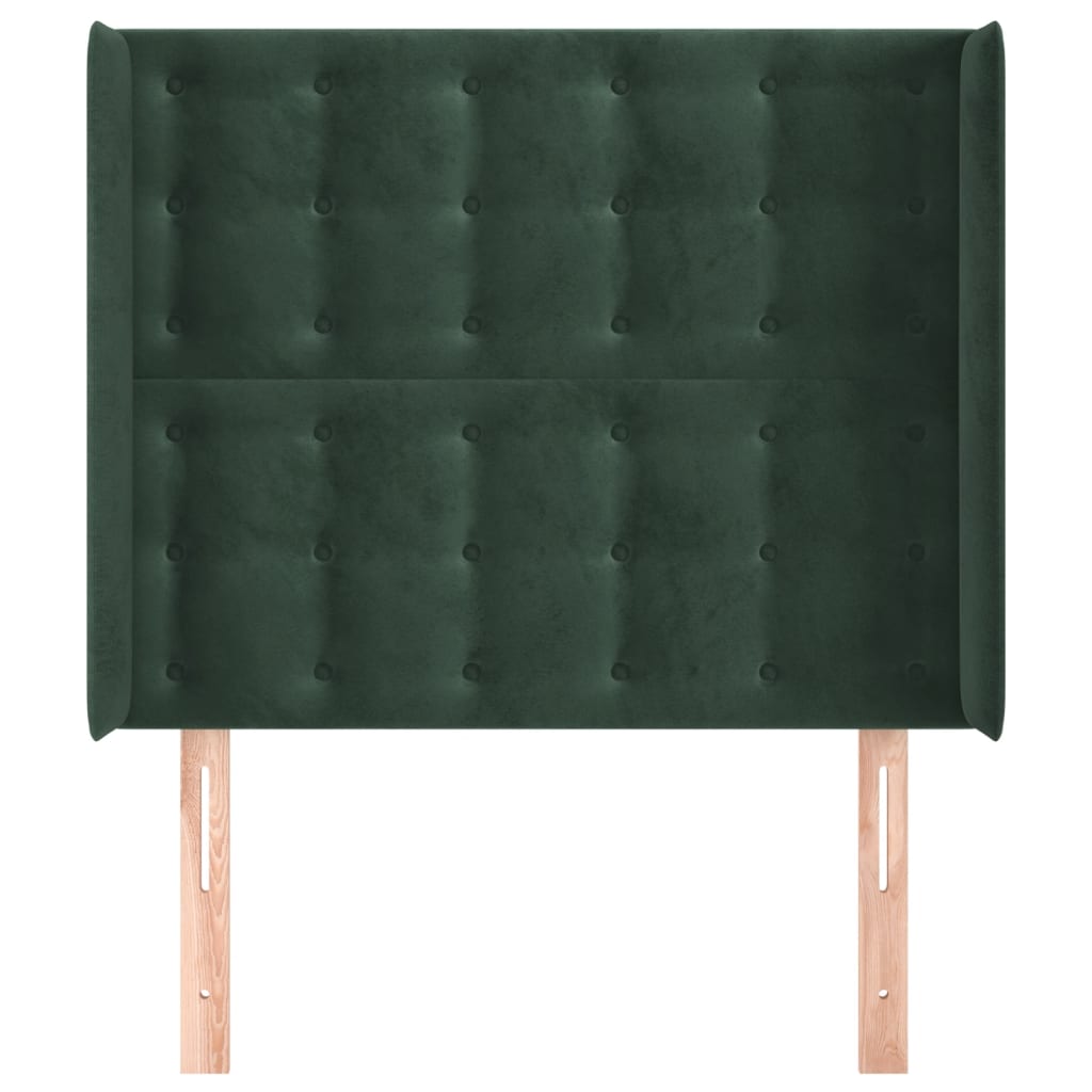 vidaXL Tăblie pat cu aripioare verde închis 93x16x118/128 cm catifea vidaXL Tăblie pat cu aripioare verde închis 93x16x118/128 cm catifea