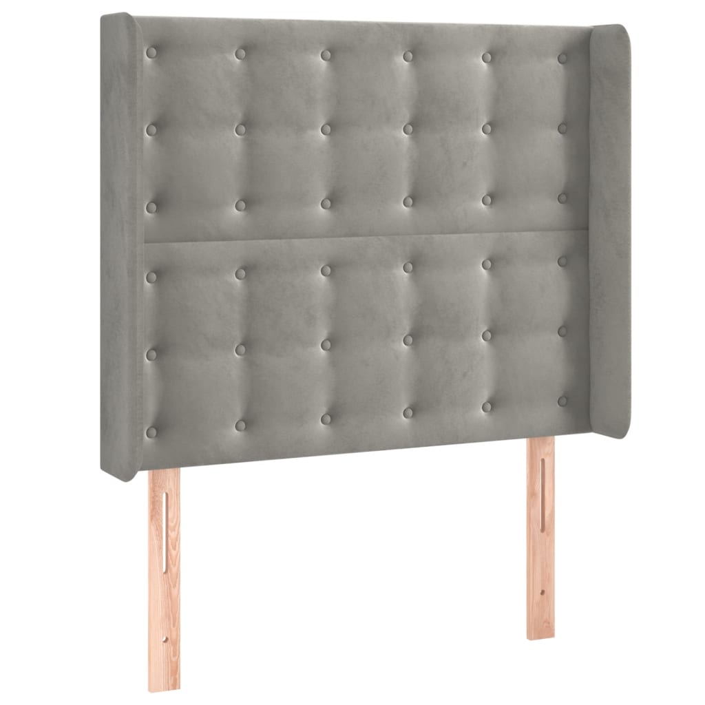 vidaXL Tăblie de pat cu aripioare gri deschis 103x16x118/128cm catifea