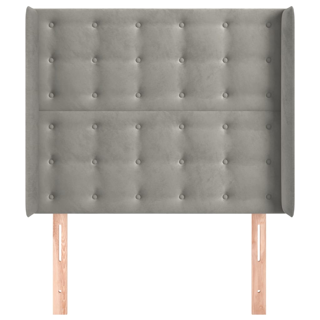 vidaXL Tăblie de pat cu aripioare gri deschis 103x16x118/128cm catifea