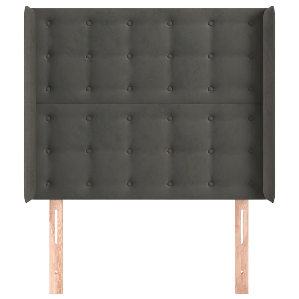 vidaXL Tăblie de pat cu aripioare gri închis 103x16x118/128 cm catifea