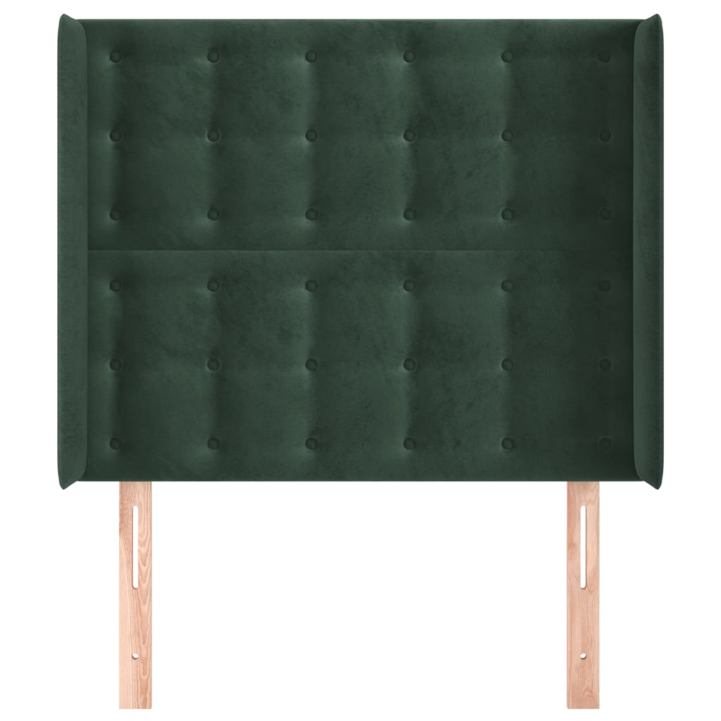 vidaXL Tăblie pat cu aripioare verde închis 103x16x118/128 cm catifea vidaXL Tăblie pat cu aripioare verde închis 103x16x118/128 cm catifea