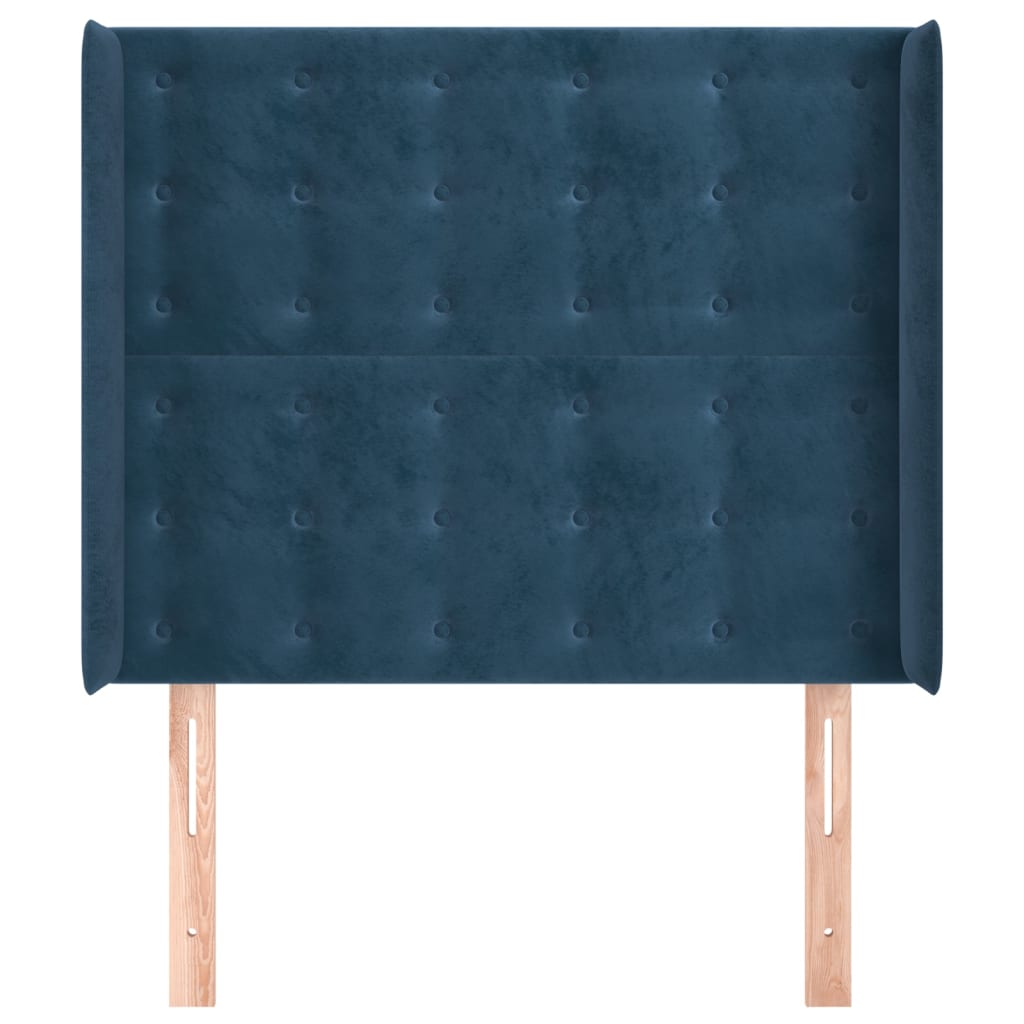 vidaXL Tăblie pat cu urechi albastru închis 103x16x118/128 cm catifea vidaXL Tăblie pat cu urechi albastru închis 103x16x118/128 cm catifea