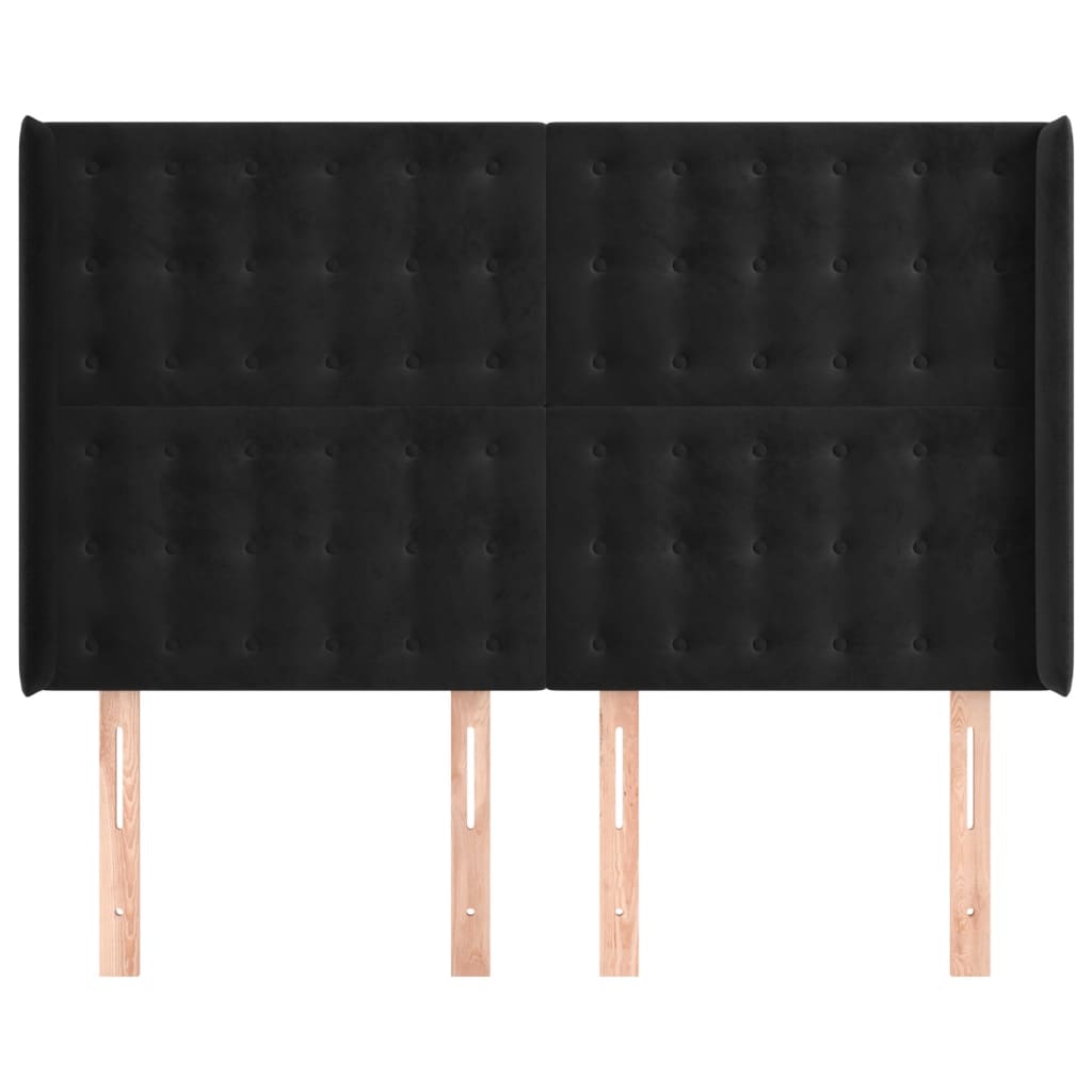 vidaXL Tăblie de pat cu aripioare, negru, 147x16x118/128 cm, catifea