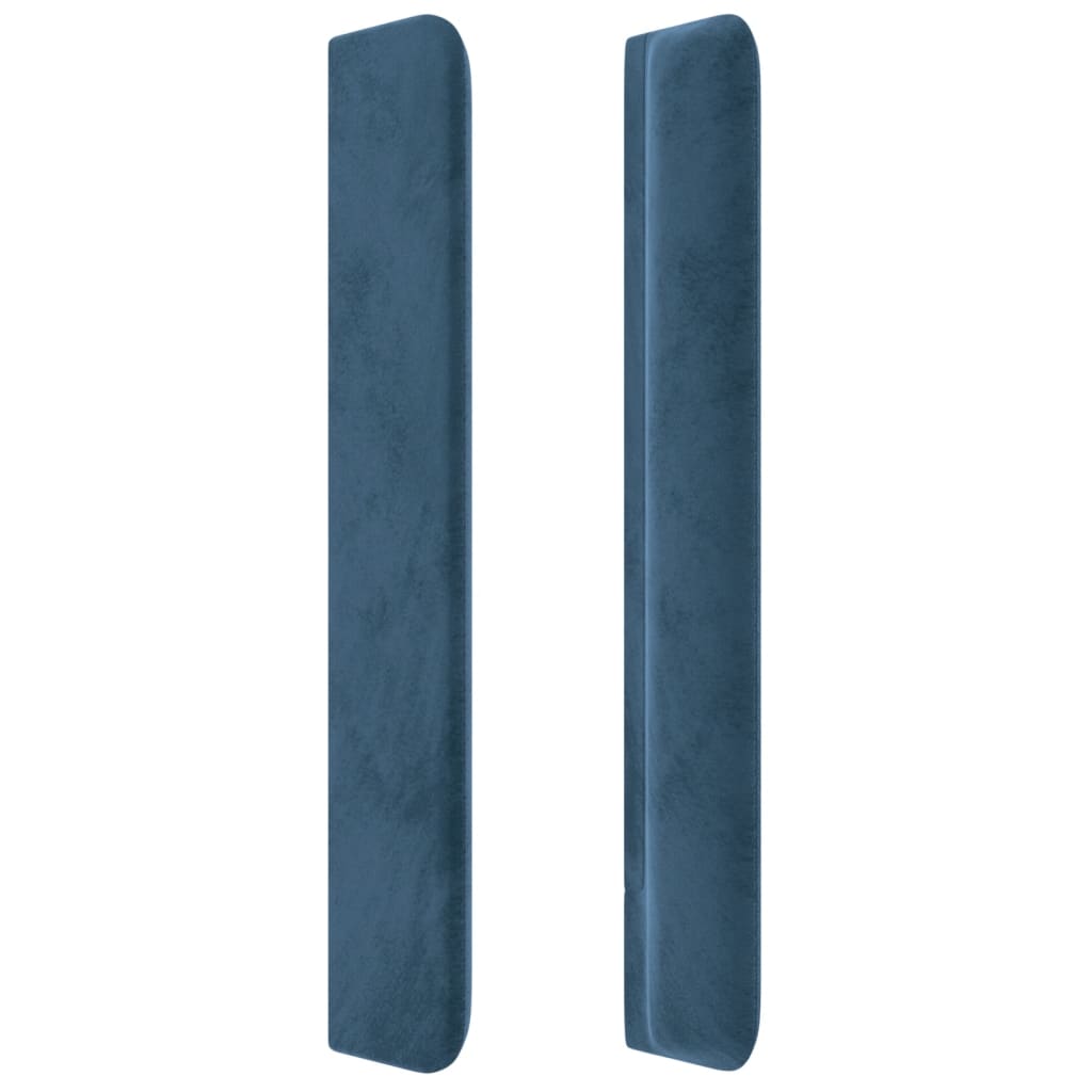 vidaXL Tăblie pat cu urechi albastru închis 147x16x118/128 cm catifea vidaXL Tăblie pat cu urechi albastru închis 147x16x118/128 cm catifea