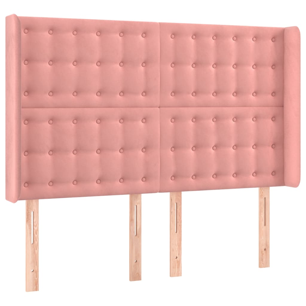 vidaXL Tăblie de pat cu aripioare, roz, 147x16x118/128 cm, catifea