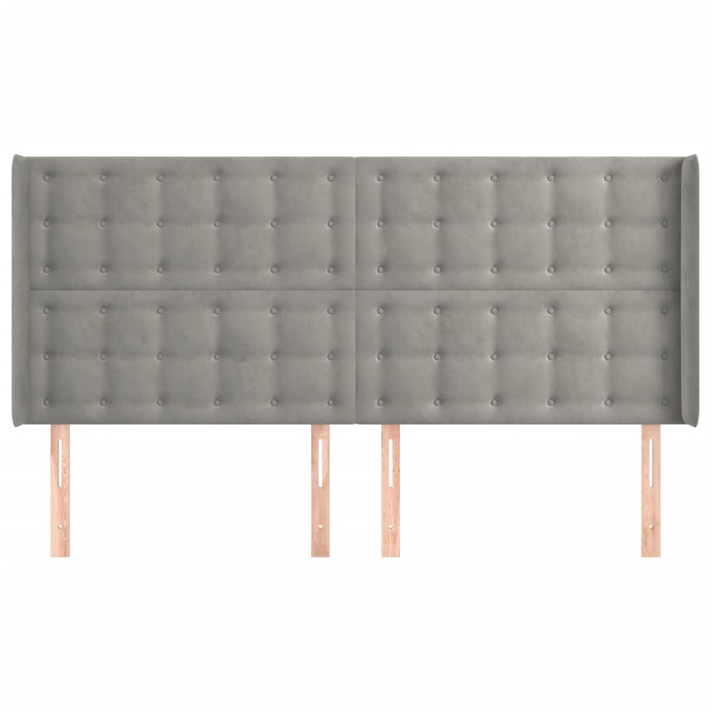 vidaXL Tăblie de pat cu aripioare gri deschis 163x16x118/128cm catifea