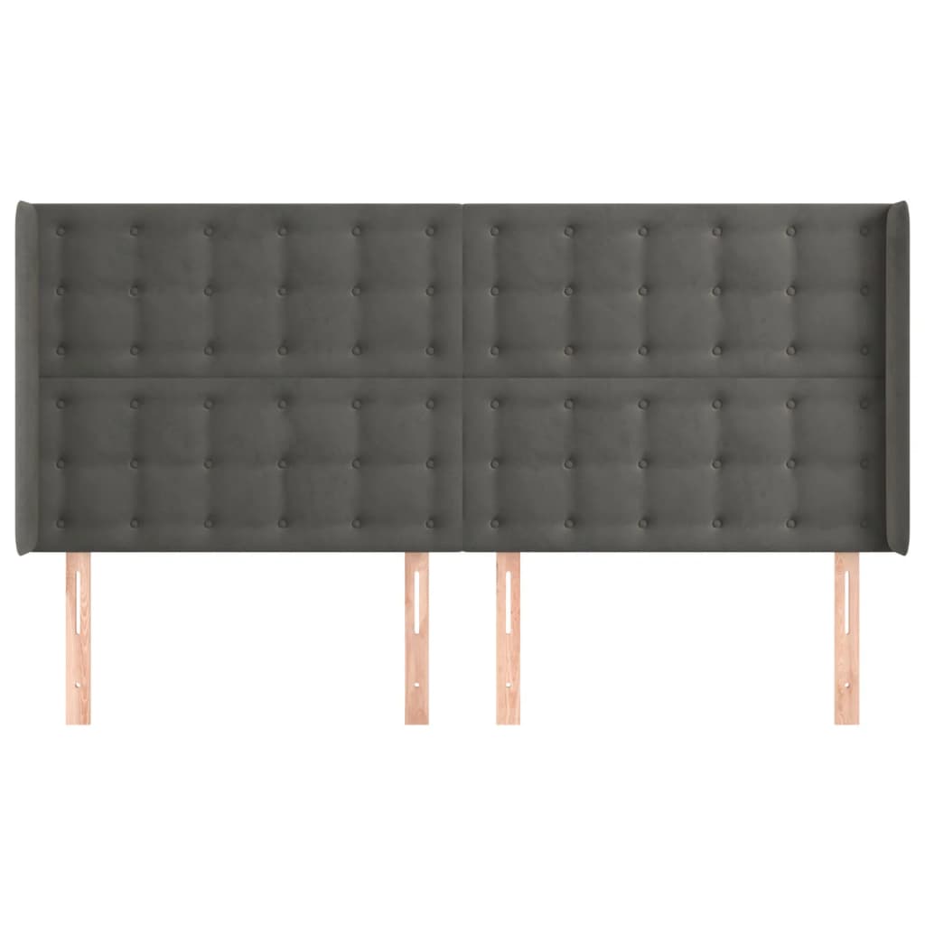 vidaXL Tăblie de pat cu aripioare gri închis 163x16x118/128 cm catifea vidaXL Tăblie de pat cu aripioare gri închis 163x16x118/128 cm catifea