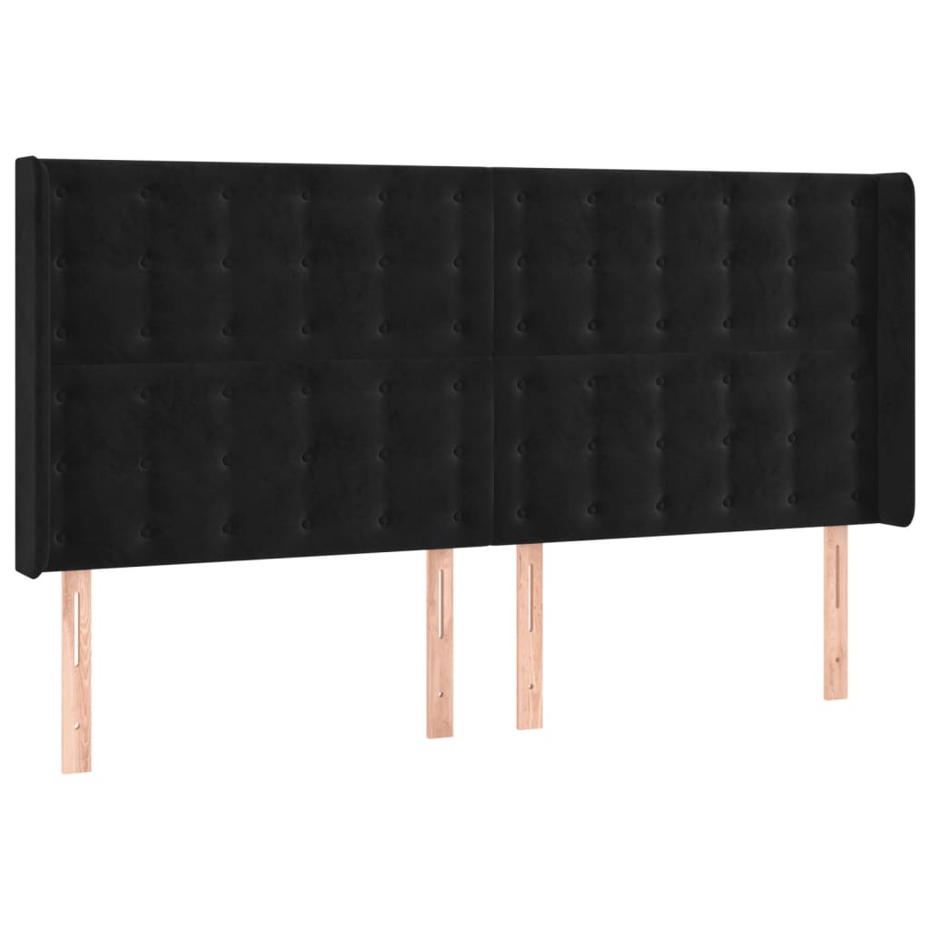 vidaXL Tăblie de pat cu aripioare, negru, 163x16x118/128 cm, catifea