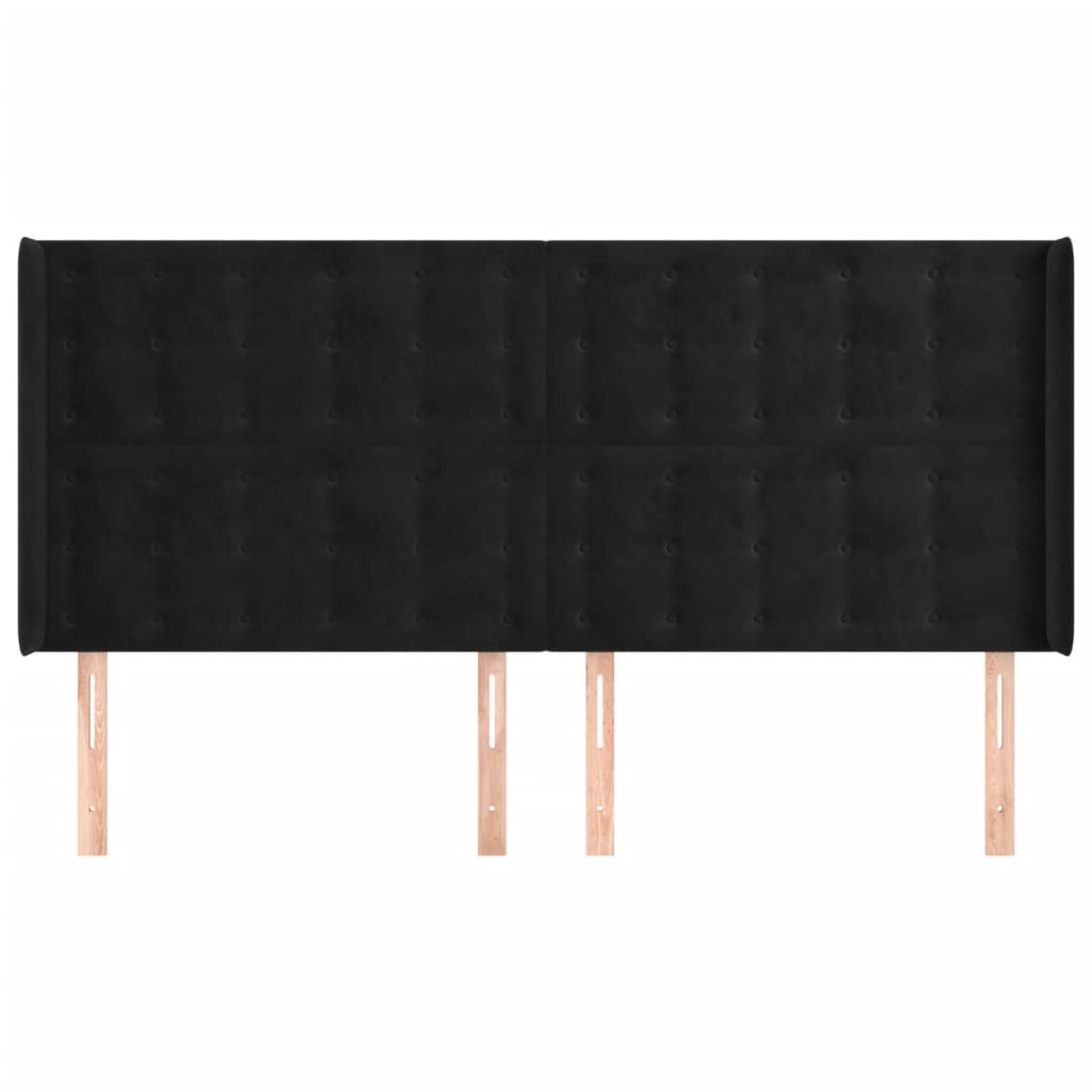 vidaXL Tăblie de pat cu aripioare, negru, 163x16x118/128 cm, catifea