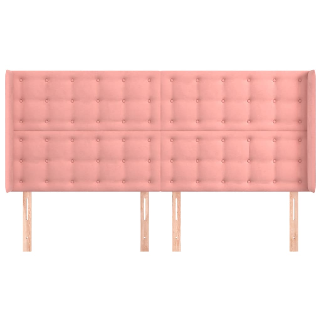 vidaXL Tăblie de pat cu aripioare, roz, 163x16x118/128 cm, catifea