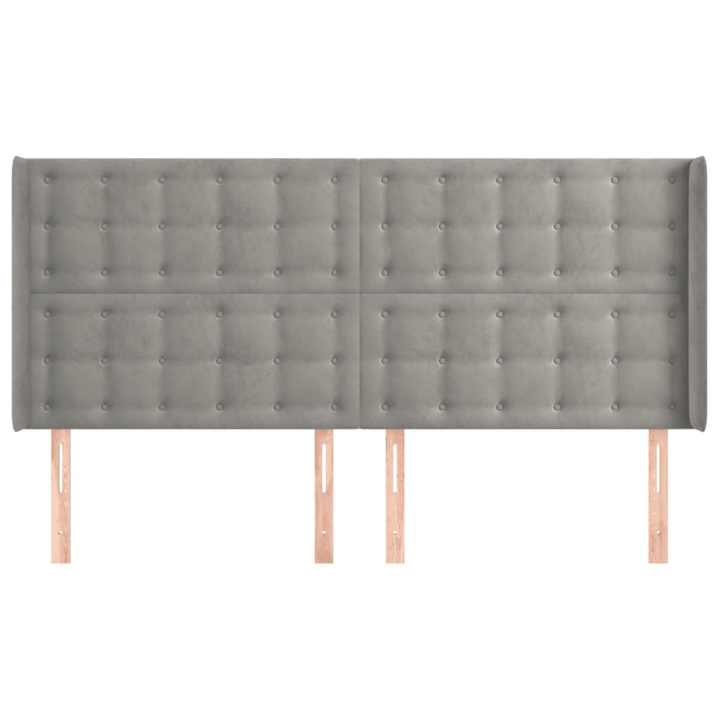 vidaXL Tăblie de pat cu aripioare gri deschis 183x16x118/128cm catifea vidaXL Tăblie de pat cu aripioare gri deschis 183x16x118/128cm catifea