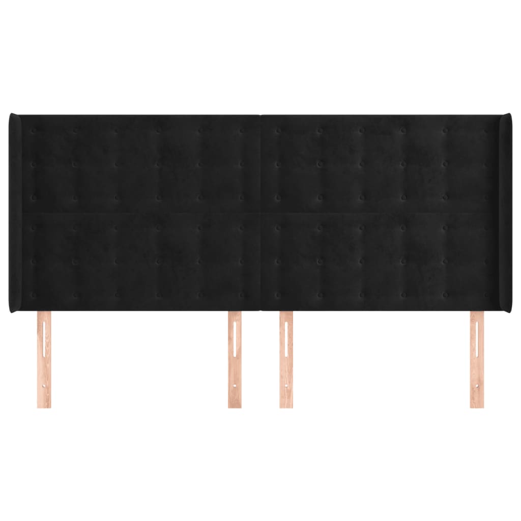 vidaXL Tăblie de pat cu aripioare, negru, 203x16x118/128 cm, catifea