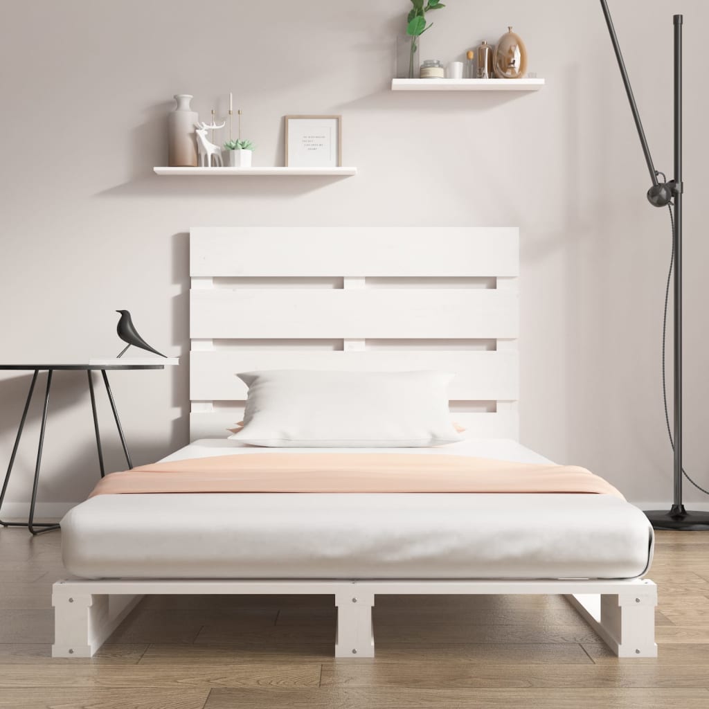 vidaXL Cadru de pat fără saltea, alb, 75x190 cm, lemn masiv de pin