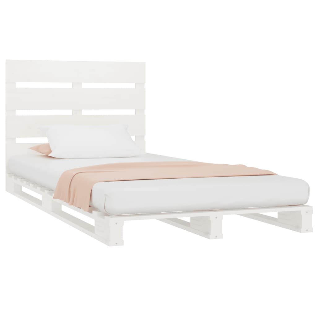 vidaXL Cadru de pat fără saltea, alb, 75x190 cm, lemn masiv de pin