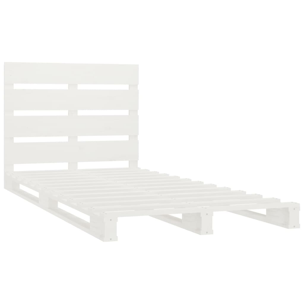 vidaXL Cadru de pat fără saltea, alb, 75x190 cm, lemn masiv de pin