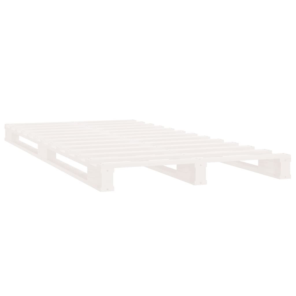 vidaXL Cadru de pat fără saltea, alb, 75x190 cm, lemn masiv de pin