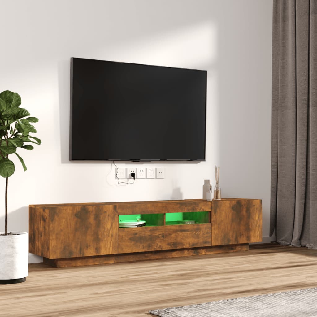 vidaXL Set dulapuri TV cu LED, 2 piese, stejar fumuriu, lemn prelucrat vidaXL Set dulapuri TV cu LED, 2 piese, stejar fumuriu, lemn prelucrat