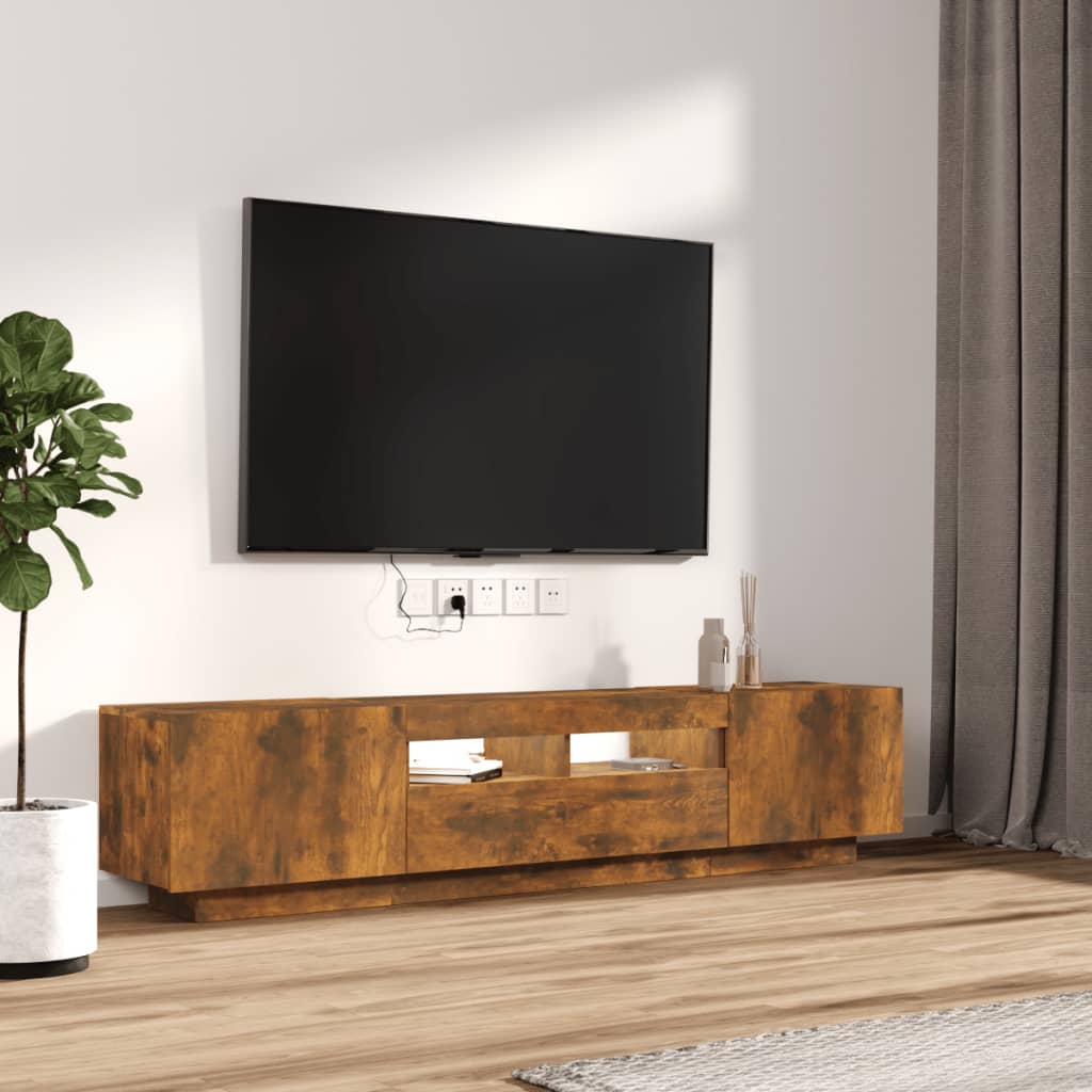 vidaXL Set dulapuri TV cu LED, 2 piese, stejar fumuriu, lemn prelucrat vidaXL Set dulapuri TV cu LED, 2 piese, stejar fumuriu, lemn prelucrat