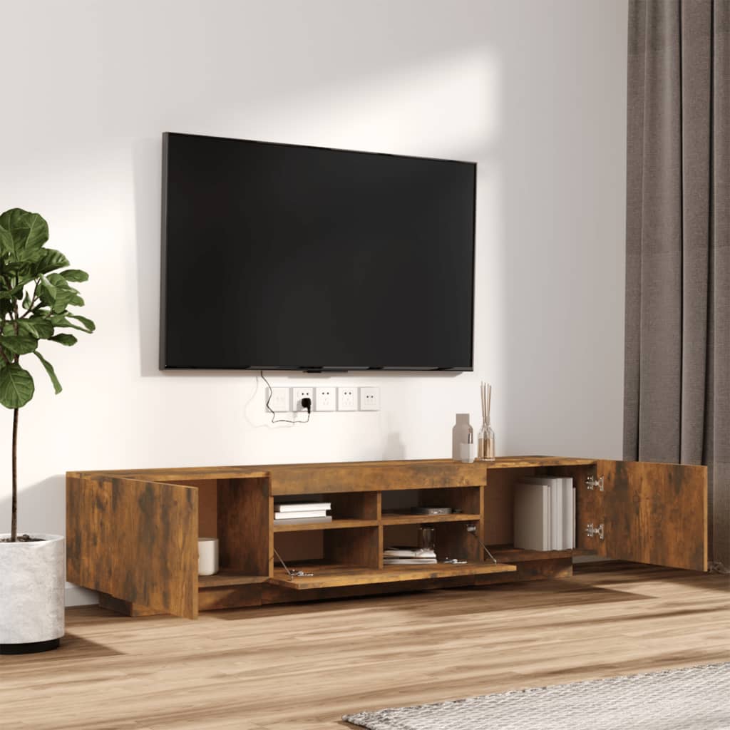 vidaXL Set dulapuri TV cu LED, 2 piese, stejar fumuriu, lemn prelucrat vidaXL Set dulapuri TV cu LED, 2 piese, stejar fumuriu, lemn prelucrat