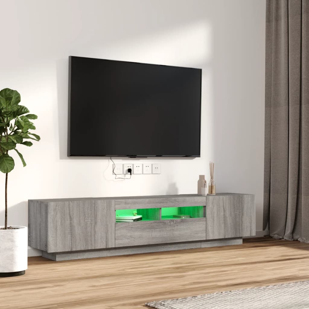 vidaXL Set dulapuri TV cu LED, 2 piese, gri sonoma, lemn prelucrat vidaXL Set dulapuri TV cu LED, 2 piese, gri sonoma, lemn prelucrat