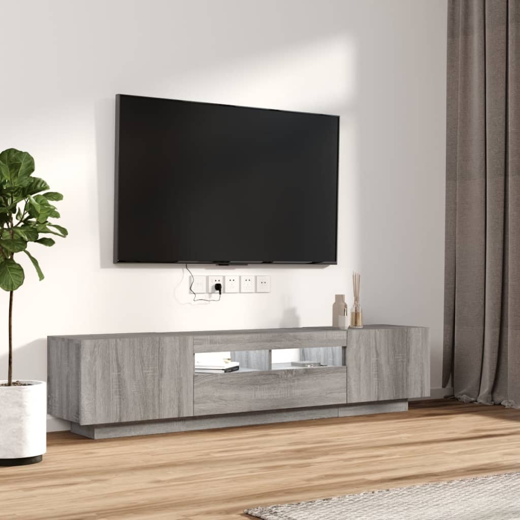 vidaXL Set dulapuri TV cu LED, 2 piese, gri sonoma, lemn prelucrat vidaXL Set dulapuri TV cu LED, 2 piese, gri sonoma, lemn prelucrat