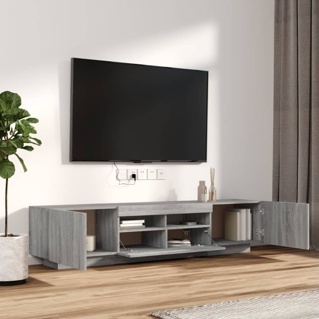 vidaXL Set dulapuri TV cu LED, 2 piese, gri sonoma, lemn prelucrat vidaXL Set dulapuri TV cu LED, 2 piese, gri sonoma, lemn prelucrat