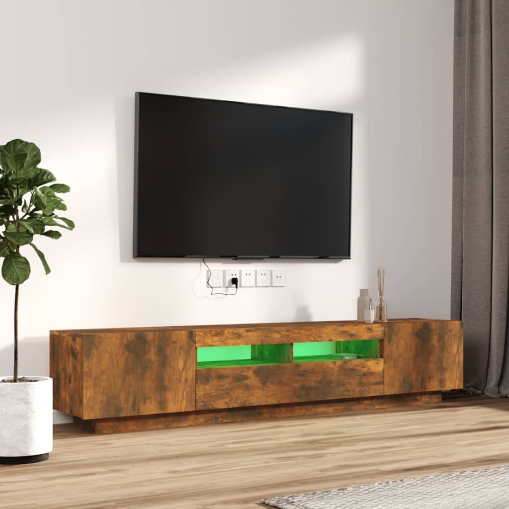 vidaXL Set dulapuri TV cu LED, 2 piese, stejar fumuriu, lemn prelucrat vidaXL Set dulapuri TV cu LED, 2 piese, stejar fumuriu, lemn prelucrat