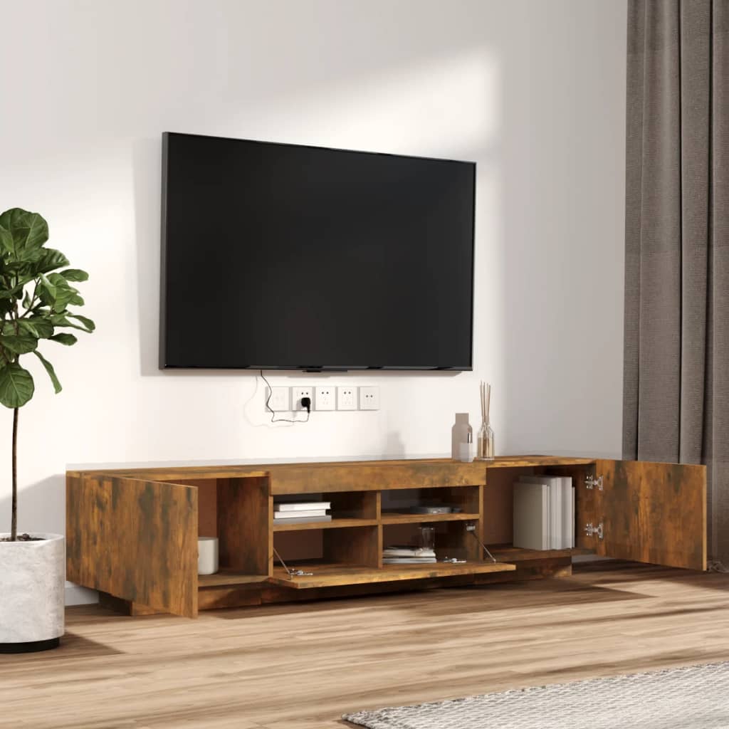 vidaXL Set dulapuri TV cu LED, 2 piese, stejar fumuriu, lemn prelucrat vidaXL Set dulapuri TV cu LED, 2 piese, stejar fumuriu, lemn prelucrat
