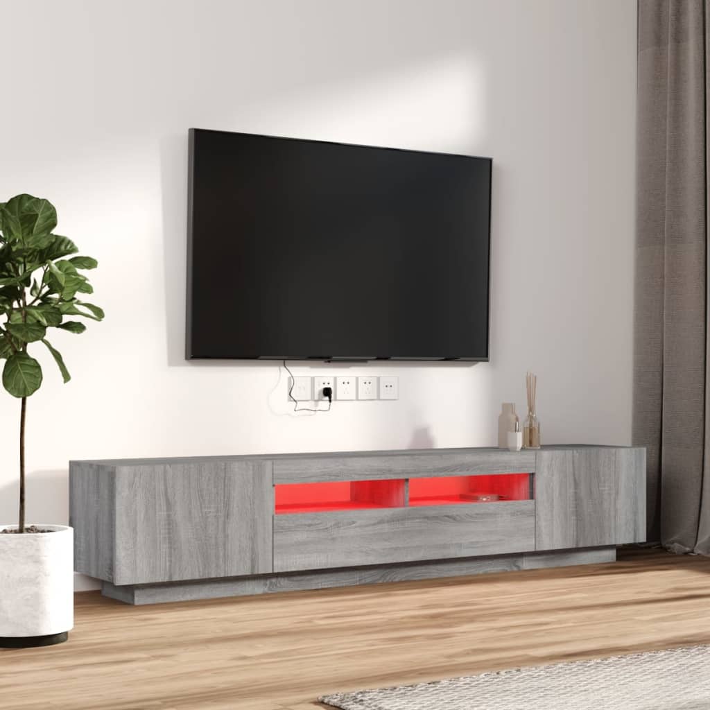 vidaXL Set dulapuri TV cu LED, 2 piese, gri sonoma, lemn prelucrat vidaXL Set dulapuri TV cu LED, 2 piese, gri sonoma, lemn prelucrat