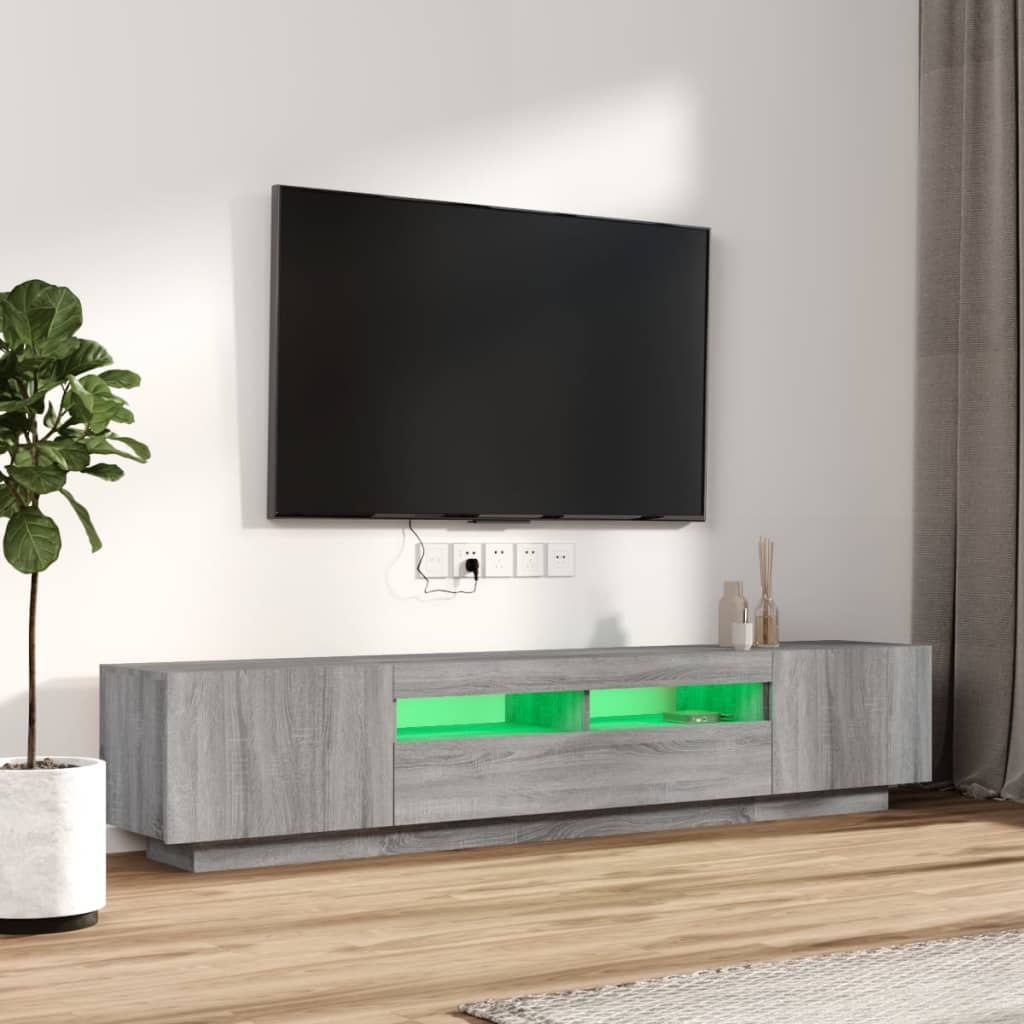 vidaXL Set dulapuri TV cu LED, 2 piese, gri sonoma, lemn prelucrat vidaXL Set dulapuri TV cu LED, 2 piese, gri sonoma, lemn prelucrat