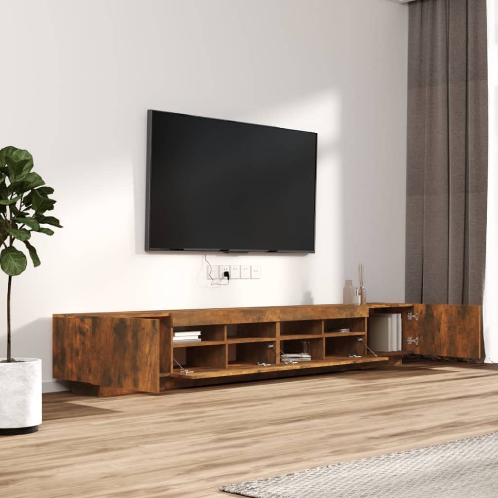 vidaXL Set dulapuri TV cu LED, 3 piese, stejar fumuriu, lemn prelucrat vidaXL Set dulapuri TV cu LED, 3 piese, stejar fumuriu, lemn prelucrat