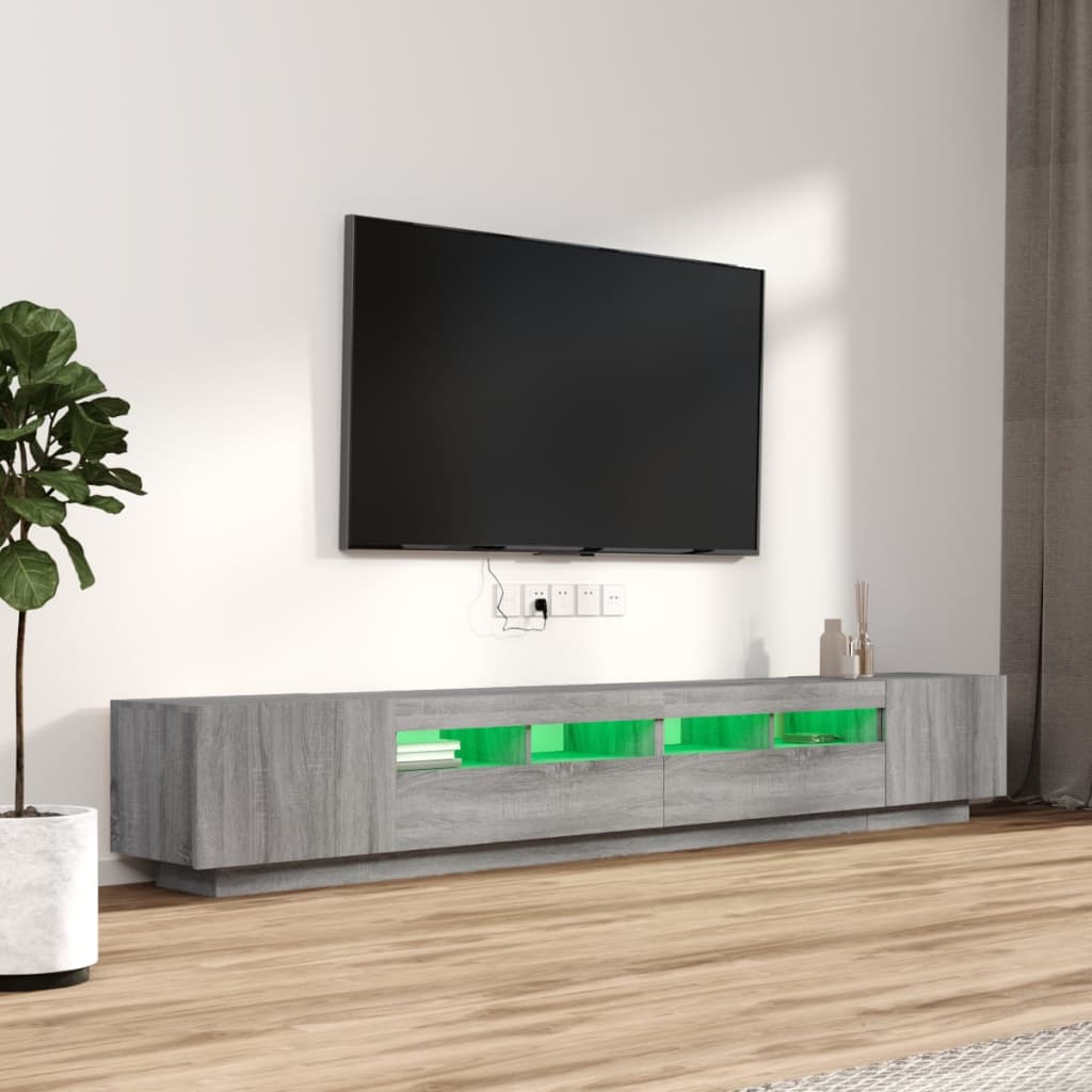 vidaXL Set dulapuri TV cu LED, 3 piese, gri sonoma, lemn prelucrat vidaXL Set dulapuri TV cu LED, 3 piese, gri sonoma, lemn prelucrat