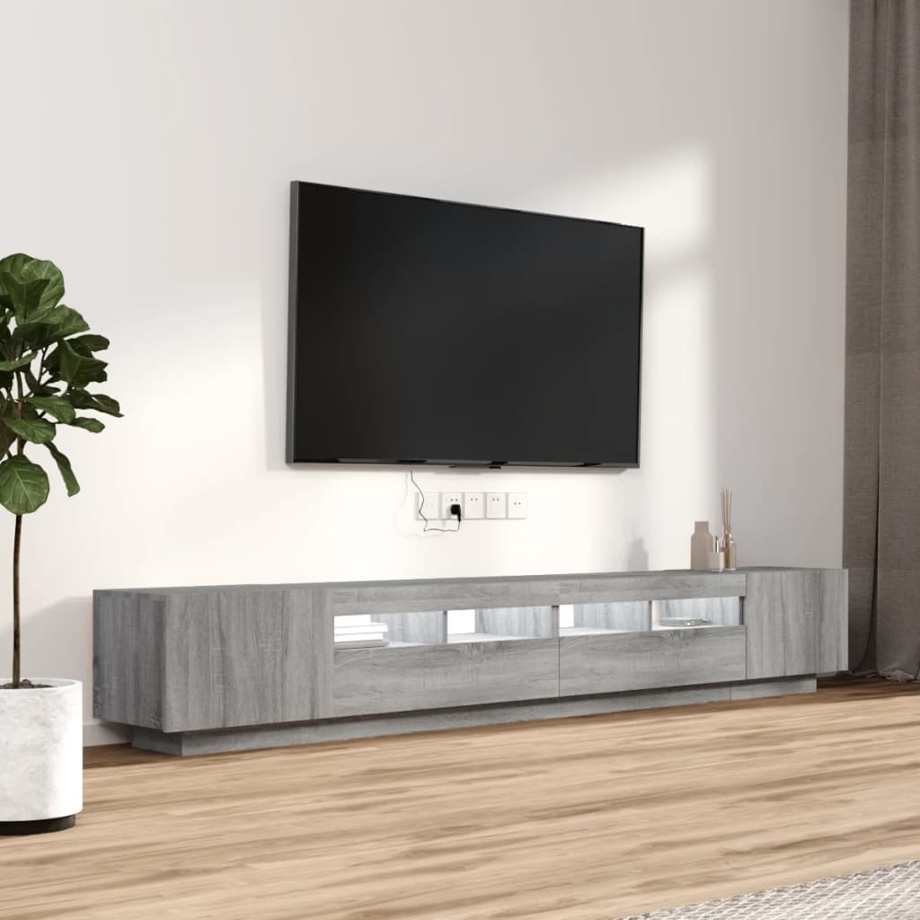 vidaXL Set dulapuri TV cu LED, 3 piese, gri sonoma, lemn prelucrat vidaXL Set dulapuri TV cu LED, 3 piese, gri sonoma, lemn prelucrat