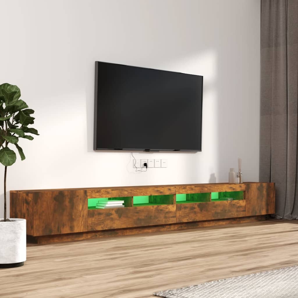 vidaXL Set dulapuri TV cu LED, 3 piese, stejar fumuriu, lemn prelucrat vidaXL Set dulapuri TV cu LED, 3 piese, stejar fumuriu, lemn prelucrat