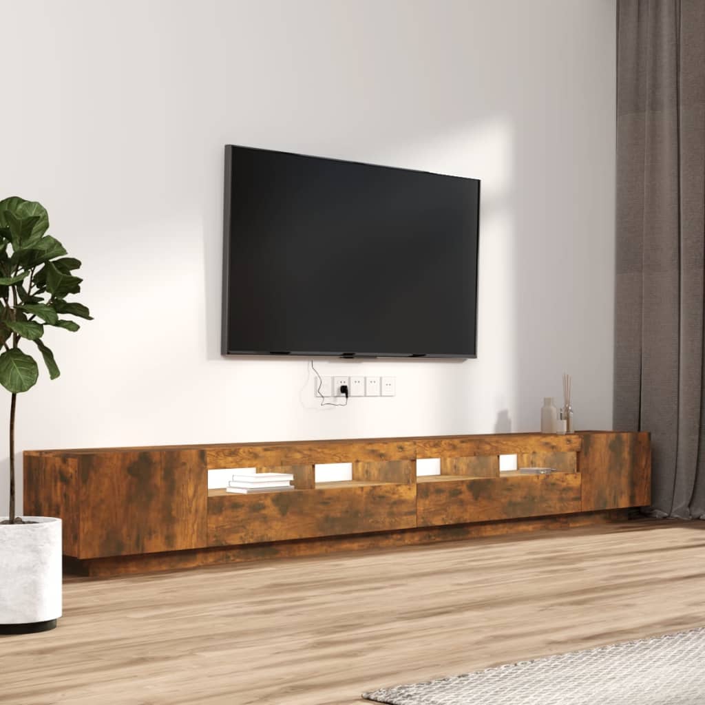 vidaXL Set dulapuri TV cu LED, 3 piese, stejar fumuriu, lemn prelucrat vidaXL Set dulapuri TV cu LED, 3 piese, stejar fumuriu, lemn prelucrat