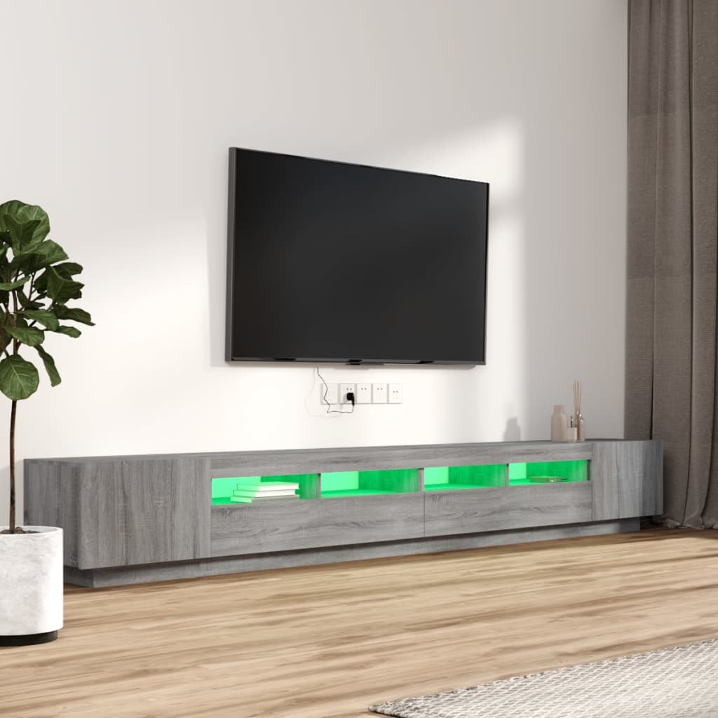 vidaXL Set dulapuri TV cu LED, 3 piese, gri sonoma, lemn prelucrat vidaXL Set dulapuri TV cu LED, 3 piese, gri sonoma, lemn prelucrat