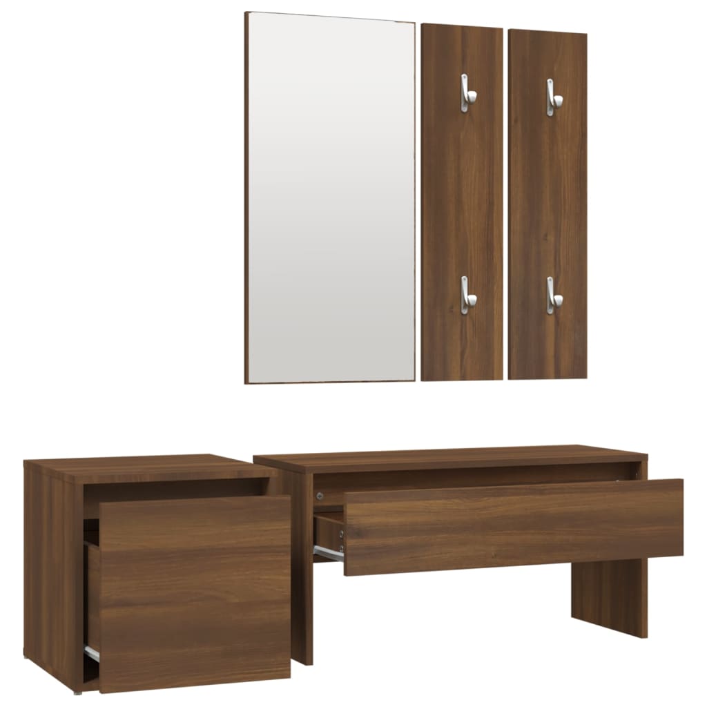 vidaXL Set de mobilier pentru hol, stejar maro, lemn prelucrat