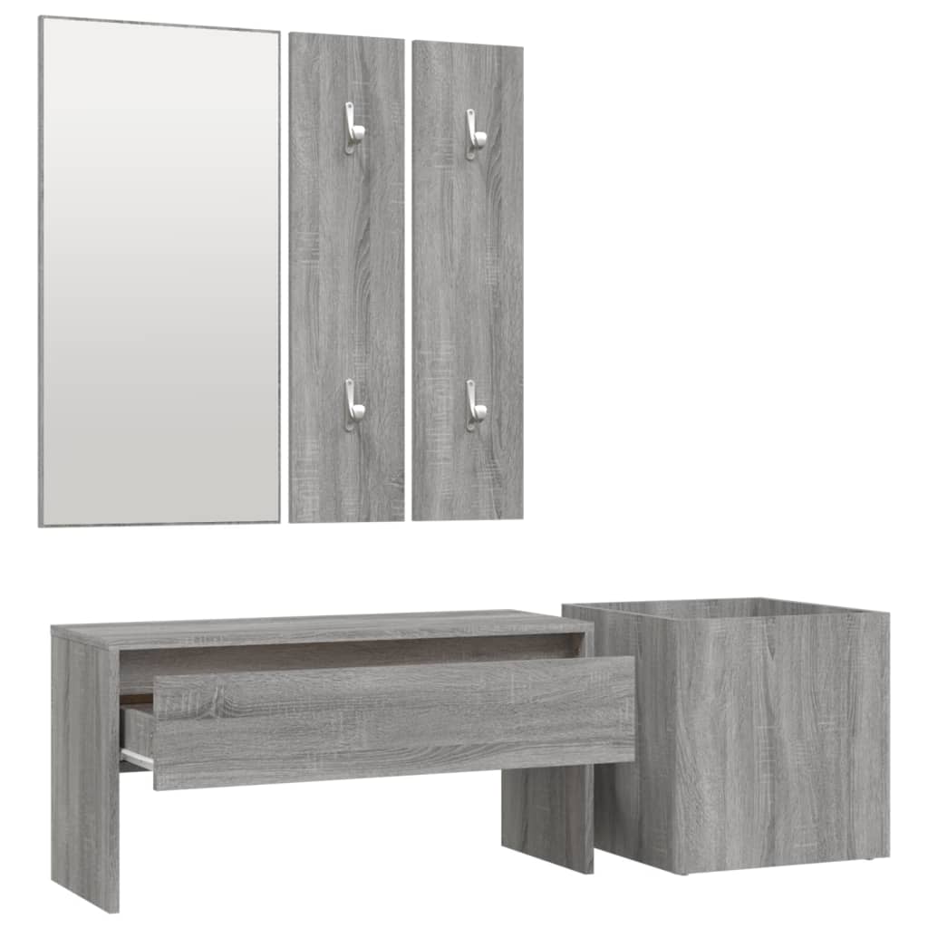 vidaXL Set de mobilier pentru hol, gri sonoma, lemn prelucrat
