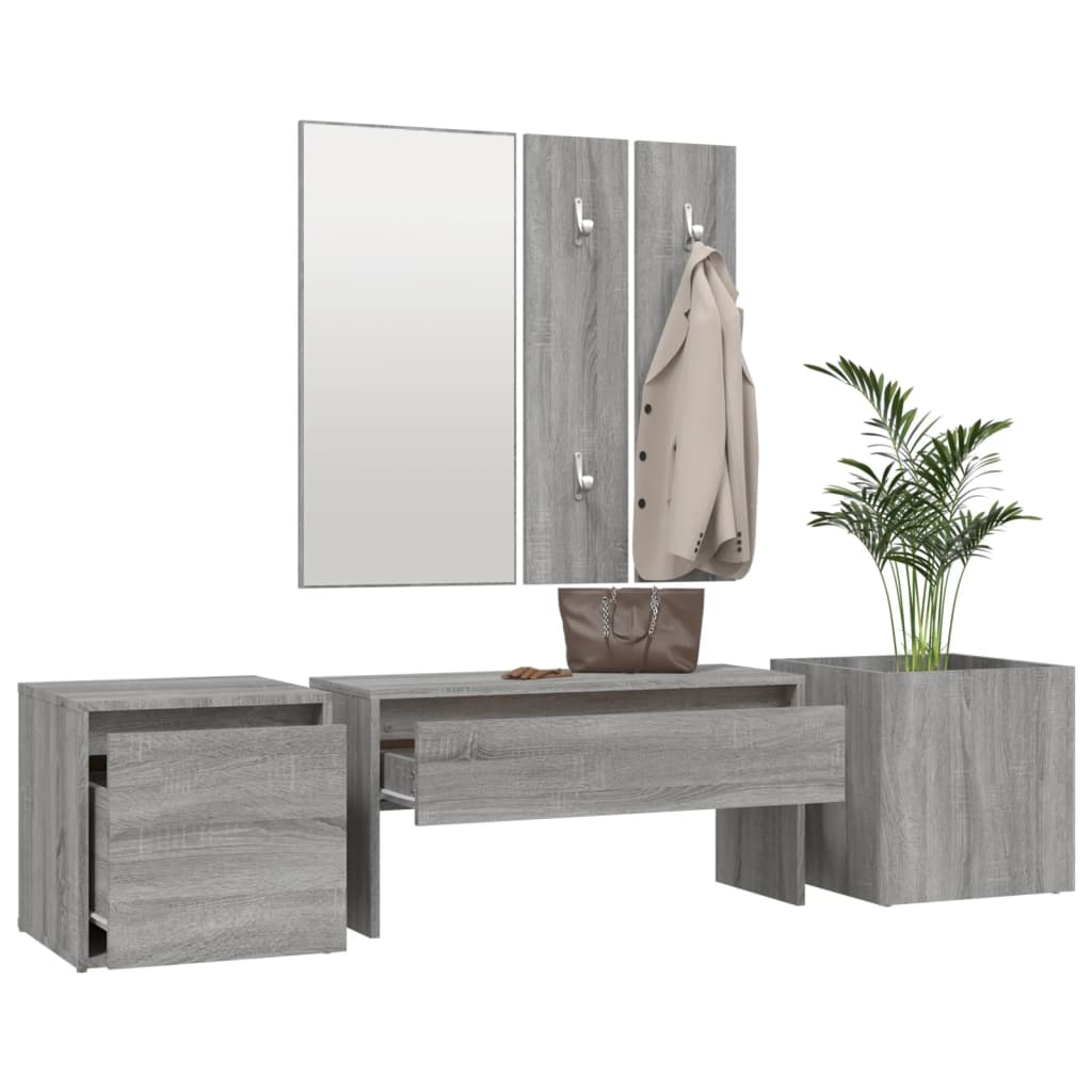vidaXL Set de mobilier pentru hol, gri sonoma, lemn prelucrat