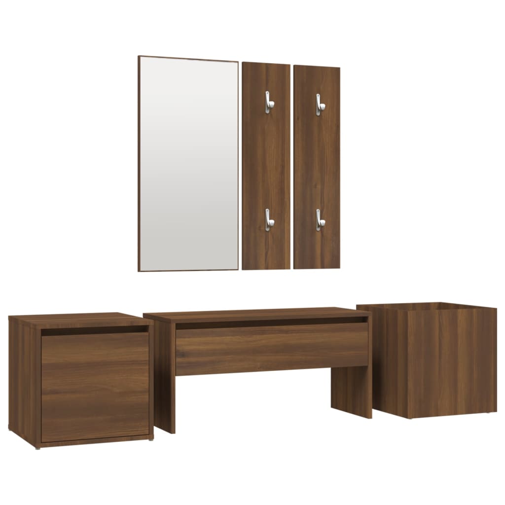 vidaXL Set de mobilier pentru hol, stejar maro, lemn prelucrat