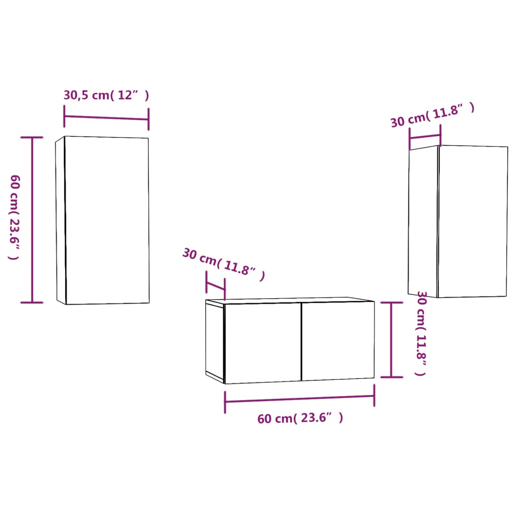 vidaXL Set dulapuri TV, 3 piese, stejar fumuriu, lemn prelucrat vidaXL Set dulapuri TV, 3 piese, stejar fumuriu, lemn prelucrat