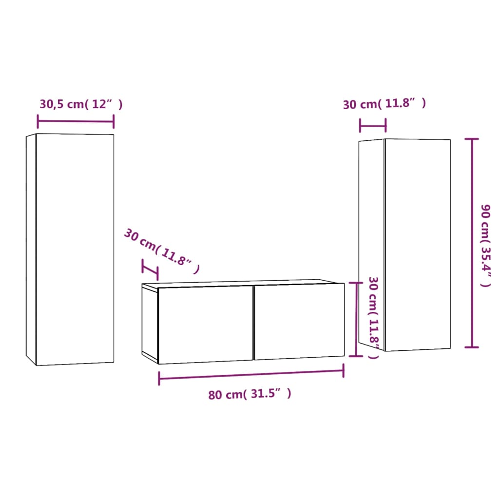 vidaXL Set dulapuri TV, 3 piese, stejar fumuriu, lemn prelucrat vidaXL Set dulapuri TV, 3 piese, stejar fumuriu, lemn prelucrat