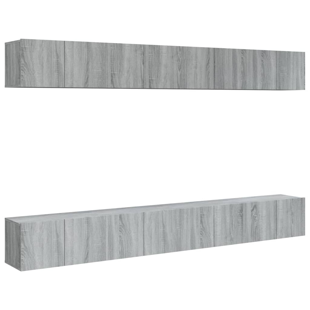 vidaXL Comode TV, 8 buc., gri sonoma, 60x30x30 cm, lemn prelucrat
