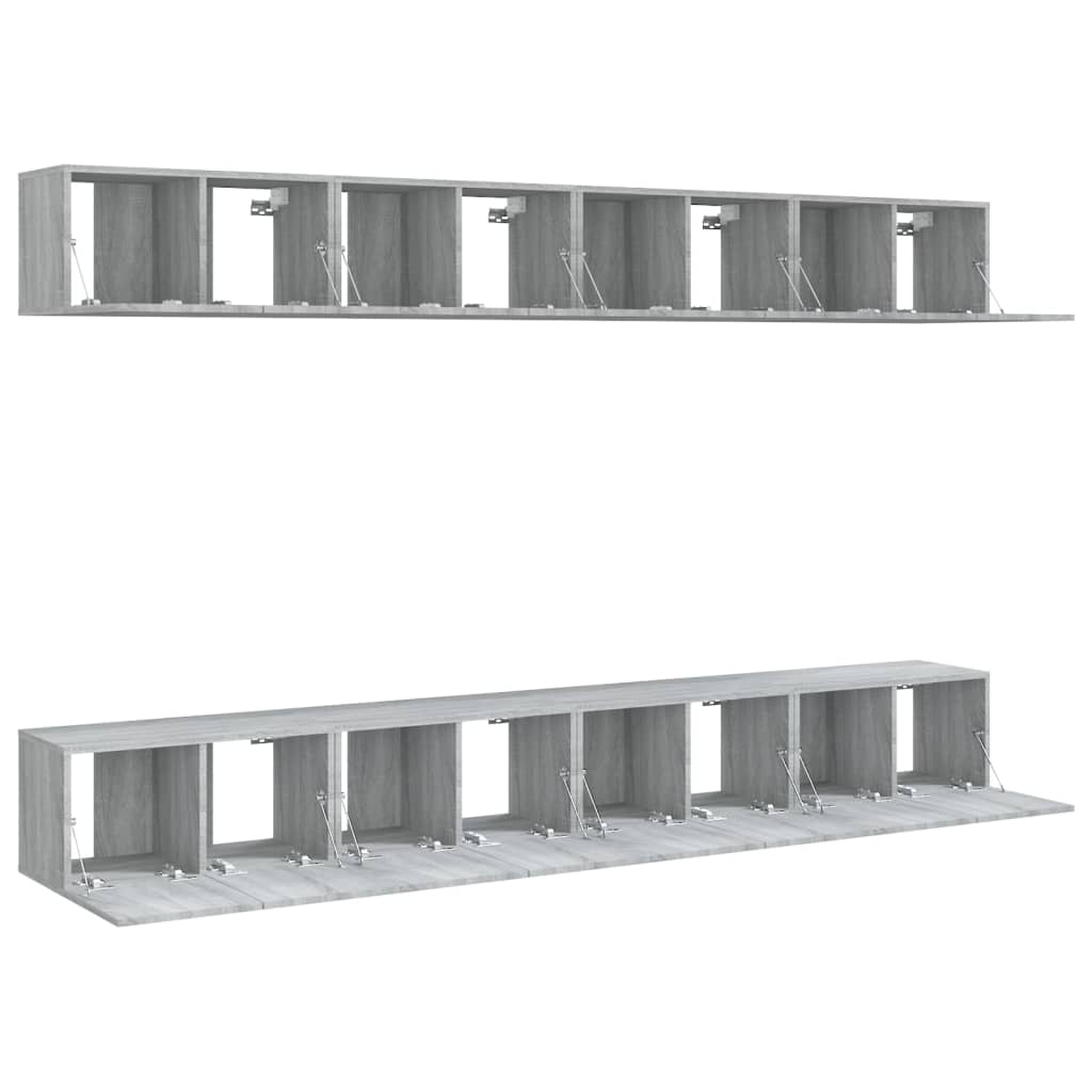 vidaXL Comode TV, 8 buc., gri sonoma, 60x30x30 cm, lemn prelucrat