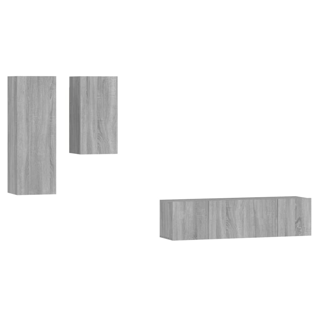 vidaXL Set dulapuri TV, 4 piese, gri sonoma, lemn prelucrat vidaXL Set dulapuri TV, 4 piese, gri sonoma, lemn prelucrat