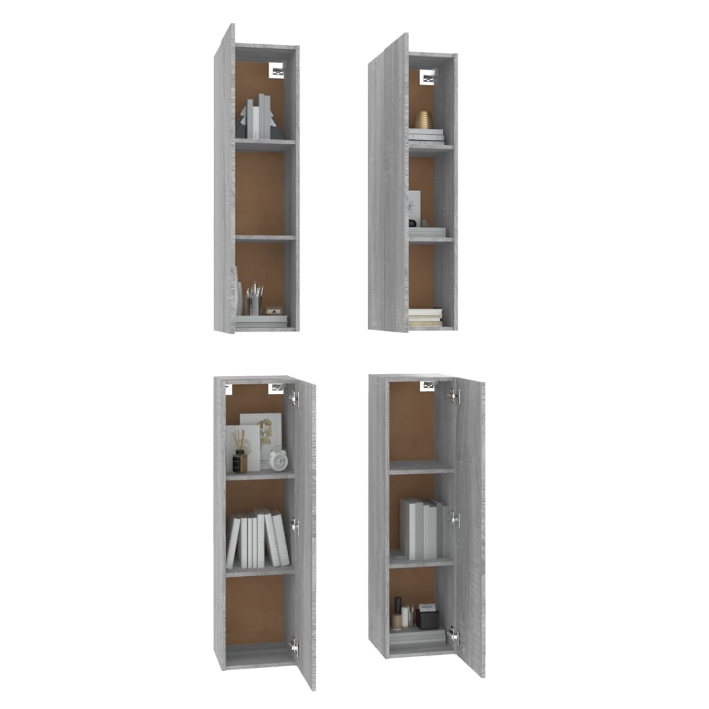 vidaXL Comode TV, 4 buc., gri sonoma, 30,5x30x110 cm, lemn prelucrat