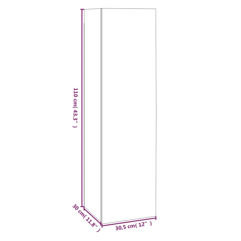 vidaXL Comode TV, 4 buc., gri sonoma, 30,5x30x110 cm, lemn prelucrat